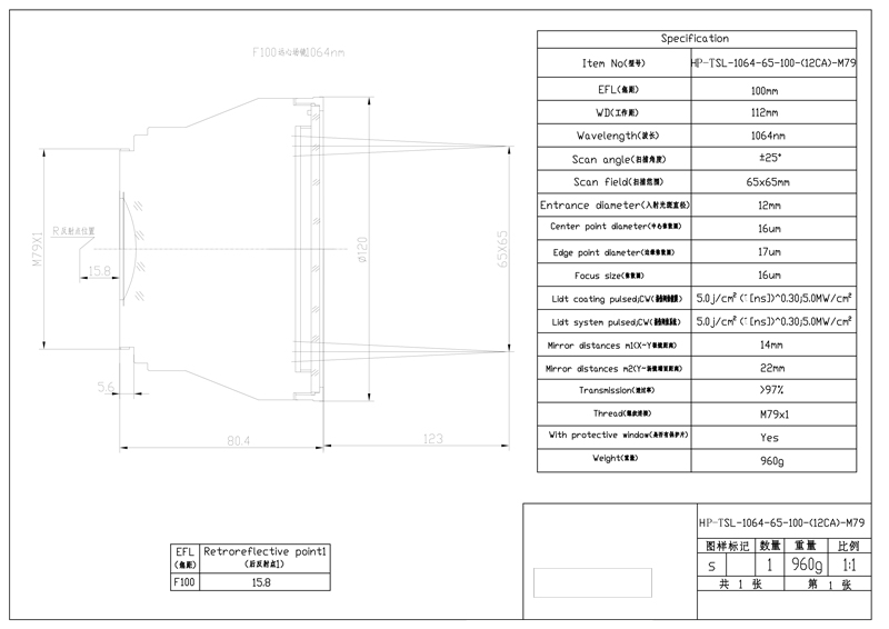 遠(yuǎn)心場鏡1064nm