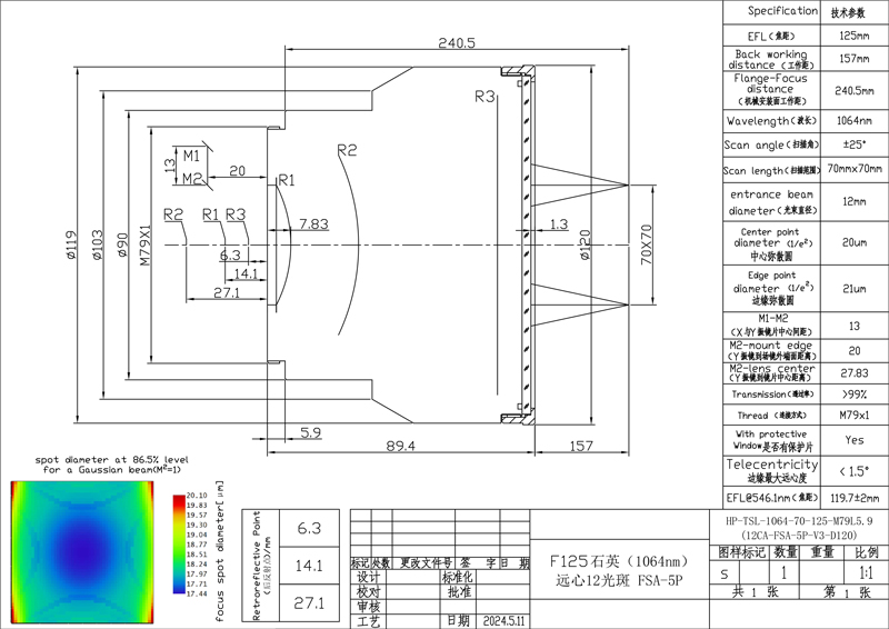 遠(yuǎn)心場鏡1064nm